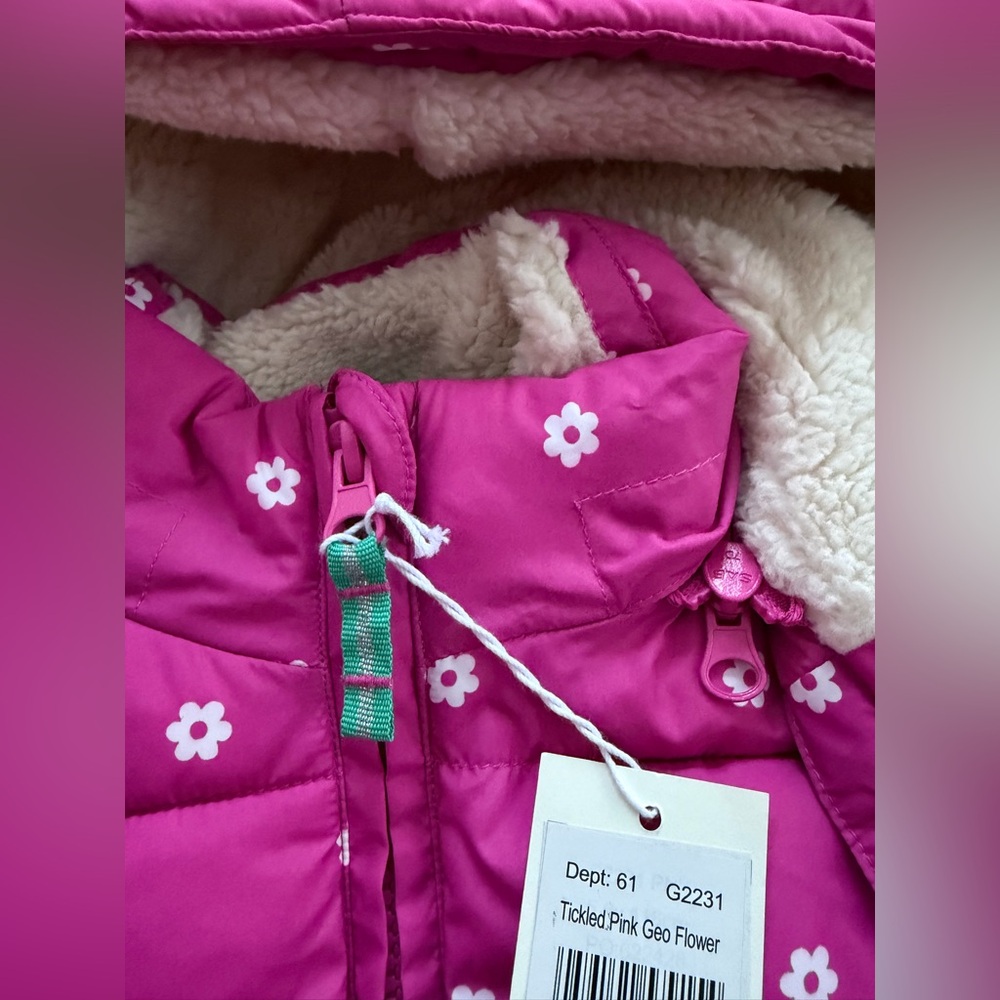 NWT. Mini Boden 2 in 1 Insulated Jacket, Tickled Pink Geo Flower, Size 5-6y - Picture 4 of 6